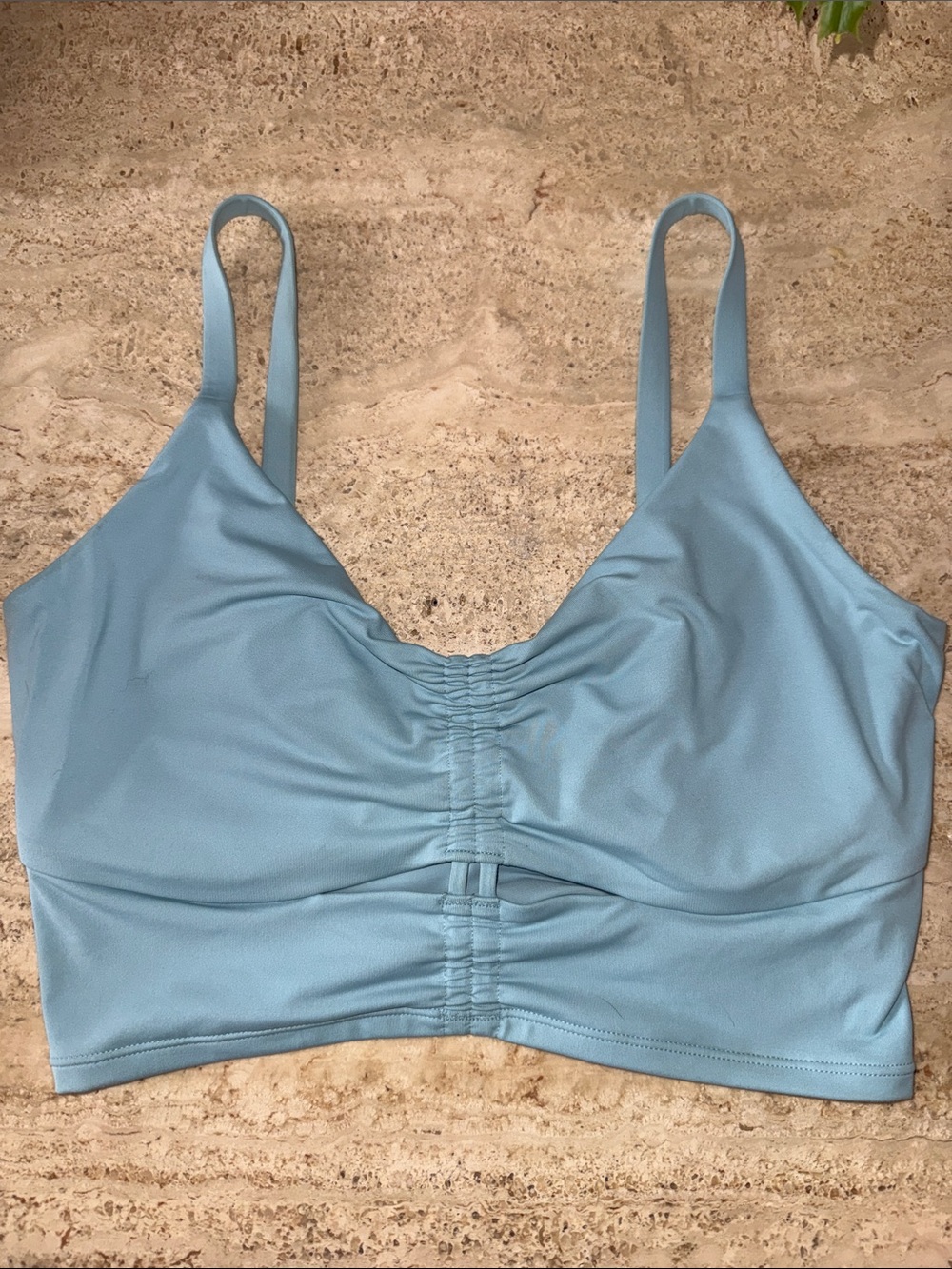 Athleta Light Blue Ruched Swim Top